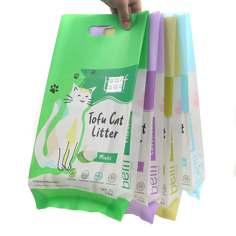 Kustom dicetak kantong vakum Gusset tahan air 99% kunci bau sampel gratis kotoran hewan peliharaan gumpalan tas kemasan lampu kucing