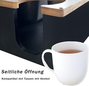 Caddy de consola lacada para artículos diversos, bandeja de consola de sofá de madera de bambú moderna con dos bandejas para aperitivos - Product Image 3