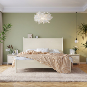 Base de Cama Nórdica de Madera Maciza, Estilo Escandinavo Minimalista, Tamaño King/Queen/Doble, para Dormitorio - Product Image 1