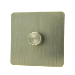 Retro Toggle Light Switch Wall Power Dimmer Switch For Lights Stainless Steel Panel Copper Socket