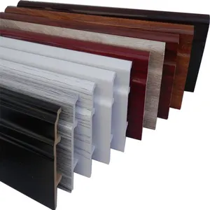 गर्म नए उत्पादों लकड़ी अनाज पीवीसी झालर बोर्ड फर्श प्रोफ़ाइल पीवीसी झालर काले चीन से झालर बोर्ड