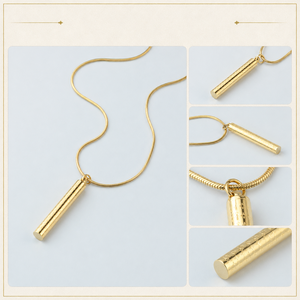 Collar Minimalista de Barra Larga, Joyería de Acero y Titanio Dorado, Ideal para la Oficina y Uso Diario - Product Image 3