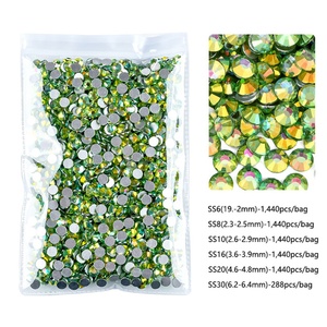 Strass en verre cristal OLeeya série métallique SS6-SS30, non thermocollants, à dos plat, pour vêtements DIY et accessoires 3D pour ongles - Product Image 2