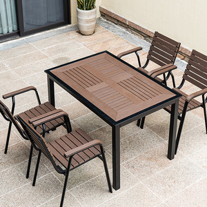 Hot Sale Wood <strong>Plastic</strong> <strong>Outdoor</strong> <strong>Table</strong> and Chairs Terrace Waterproof Rectangular 4-seater Wood <strong>Plastic</strong> <strong>Outdoor</strong> <strong>Table</strong> and Chairs - Product Image 3