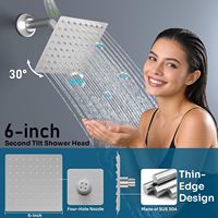 Système de douche cascade Homedec avec fonctions 2-en-1, pommeau de douche rectangulaire LED 14x20 pouces et double douchette à main de 6 pouces