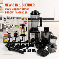 110V 220V 9500W 4L 8-in-1 elektrische voedselblender met roestvrijstalen 8-blads huishoudelijke keukenmachine voor vlees en fruitvermaler
