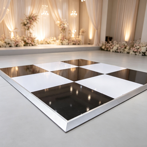Panneaux de piste de danse portables blancs et noirs brillants pour événements de location de mariages en intérieur et en extérieur - Product Image 1