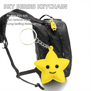 Porte-clés en PVC de la série Creative Sky, soleil, étoiles, lune, nuages, arc-en-ciel, pour poupée, cadeau de couple, porte-clés en silicone caoutchouc - Product Image 2