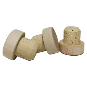 Shanghai Linlang Customized luxury wooden Plastic top cap T shape wine spirits synthetic cork bottle stopper