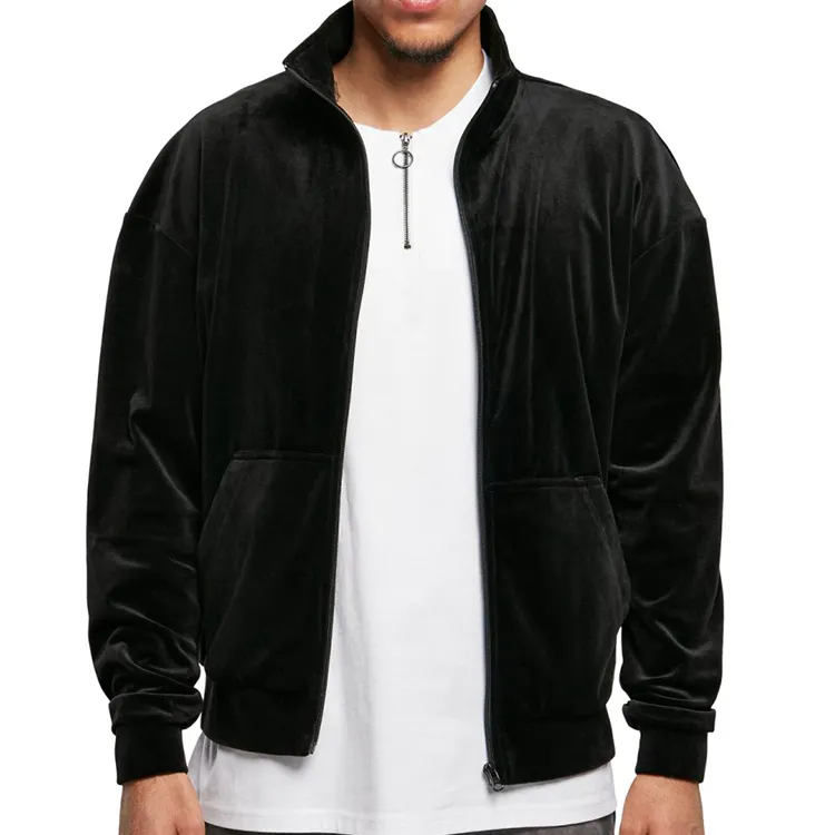 New design Winter black Lightweight 93% polyester 7% elastane velvet jackets for men