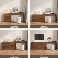 YOUTAI Coiffeuse de chambre antique en bois massif de haute qualité avec miroir LED et tabouret à tiroirs