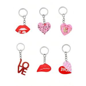 Custom Heart Shape Keychain Blank PINK Plastic Acrylic Glitter Love Key Chains Valentine's Day Gifts Red Heart Key <b>Ring</b> Charms - Product Image 2