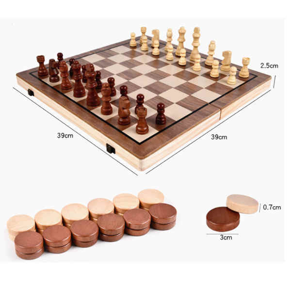 340mm*340mm Good Quality Wood International Chess No Magnet Echecs Foldable  Case Interesting Games Educational Intelligent Toy