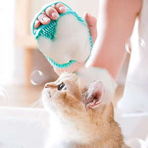 Pet Shampoo spazzola da bagno lenitivo massaggio pettine in gomma con manico ad anello regolabile per cani e gatti lunghi a pelo corto - Product Image 5