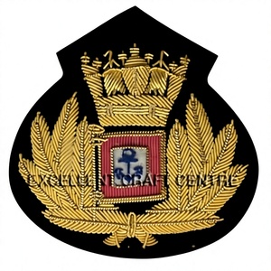 Custom Embroidered Shield Badge With Anchor And Laurel Wreath <b>Sew</b>-On Fabric Patch For Uniform Garment - Product Image 1
