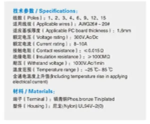 4.14mm 피치 와이어와 보드 배선 커넥터 전기 단자 커넥터