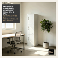 Casier métallique moderne étroit à 3 portes en acier, verrouillable, pour bureau, maison, atelier, appartement, hôtel, salon, rangement gain de place