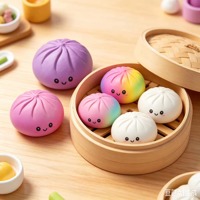Lot de jouets géants anti-stress Bao Squeeze de 25 cm avec boîte de cuisson vapeur, en forme de petits pains moelleux, idéal pour les fêtes d'enfants