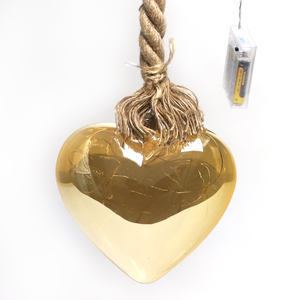 Décoration de paillettes d'arbre de Noël en forme de coeur maison jardin extérieur suspendu artisanat en verre Cordate décoration de lumière blanche chaude - Product Image 3