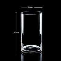 Vase décoratif simple de grande taille transparent sur pied droit pour le salon Contenant de fleurs
