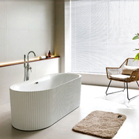 Baignoire spa autoportante en acrylique contemporaine Design ovale élégant avec trop-plein Baignoire à remous moderne Baignoire de trempage directe d'usine