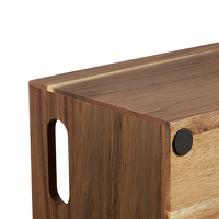 Boîte de rangement pour ustensiles de cuisine en bois d'acacia personnalisée, avec séparateur amovible, plateau de rangement en bois avec poignée