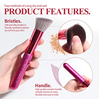 Ensemble de 14 pinceaux de maquillage professionnels BS-MALL, étiquette privée OEM, vegan, manche en bois rouge, pinceaux vegan, cosmétiques avec étui