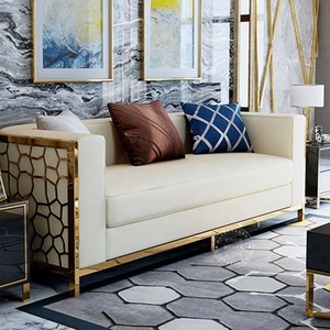 Bộ ghế sofa phòng khách kết hợp sắt rèn chân mạ vàng mút cao cấp đặt may riêng bọc vải nhung cao cấp - Product Image 3