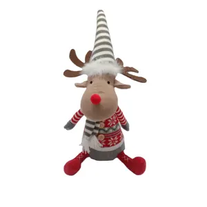 High Quality Christmas Reindeer Door Stop Knitted Fabric Sand Filled Decoration Animal Door Stopper for home