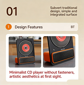 Vintage Vertical Desktop CD Player BT <b>USB</b> AUX Playback Remote Control Anti Skip <b>A</b>-<b>B</b> Repeat CD Player For Student Learning Home - Product Image 5