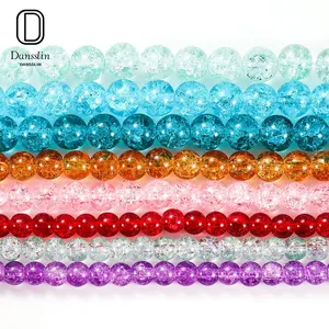 Harga Grosir Murah 8/10/12 Mm Manik-manik Kristal Retak Salju untuk Membuat Perhiasan Gelang Kalung