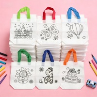 Sac fourre-tout en tissu non tissé pour enfants, idéal pour le bricolage, la peinture, le coloriage et le graffiti, sac de courses pour stand de marché