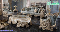 Meubles de salon de style européen finition argentée, meubles de salon argentés glamour, acheter un ensemble de canapés 7 places pour la maison