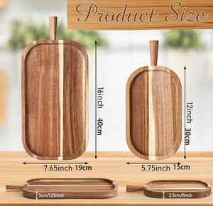 Bandeja Ovalada de Madera de Acacia con Asa, Estilo Japonés, para Sushi y Yakitori, Vajilla al por Mayor - Product Image 4