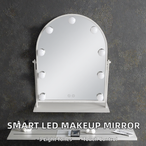 Espejo LED Inteligente de Doble Cara <span class=keywords><strong>con</strong></span> Lámparas, Control Táctil, Regulable, 12 Bombillas, Cambio de Color, Diseño Moderno en Forma de Arco, Cuerpo de Metal, IP65 - Product Image 4