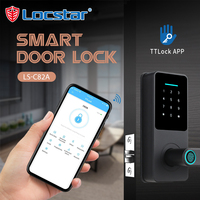 Serrure de porte intelligente biométrique Locstar Security Keyless Digital Key TTlock pour portail extérieur avec empreinte digitale, Wifi, clavier électrique en verre