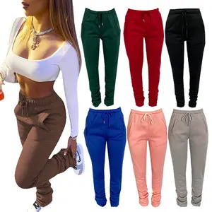 Hot Sale Winter gute Qualität dicke gestapelte Leggings Hosen Sweat Stack Hosen mit Taschen für Frauen