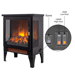 17 Inch Freestanding Modern Electric Fireplace Stove Heater with 3D Flame Effect Adjustable Height and Black Living Room Cabinet - Product Image 6
