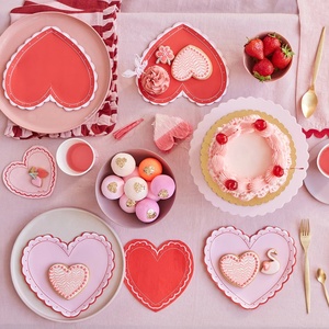Assiettes en papier jetables DAMAI pour la Saint-Valentin, vaisselle rose et rouge, assiettes en papier en forme de cœur « Be Mine » - Product Image 3