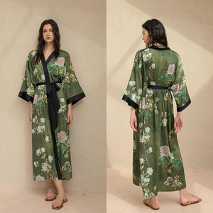 <span class=keywords><strong>Pigiama</strong></span> in Raso Stampato da Donna 50-90KG, Estivo, Taglie Forti, Lusso <span class=keywords><strong>Leggero</strong></span>, Manica a Sette Ottavi, Camicia da Notte Lunga Fresca, Abbigliamento per la Casa WP2669 - Product Image 4