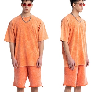 ขายส่งฤดูร้อนขนาดใหญ่100% ผ้าฝ้ายเสื้อยืดกางเกงขาสั้น2ชิ้นผู้ชายชุดสั้น - Product Image 2