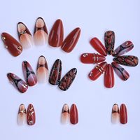 Uñas Postizas Acrílicas Francesas de Cobertura Completa con Pegamento, Forma de Almendra, Puntas Largas, Stiletto, 10 Piezas