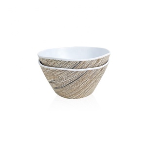Bol à salade en mélamine Bestwares, prix de gros d'usine, haute qualité, logo personnalisé, design en bois brun, bol en mélamine - Product Image 1
