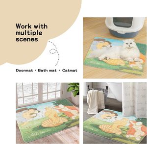 ICE <b>BEAR</b> Pattern Square Cat Litter Mat PVC Non-slip Waterproof Cat Litter Trapping Box Mat with Honeycomb - Product Image 2