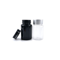 50 ml 100ml bouchons à vis en aluminium doux au toucher noir pet mat bpa bouteille vide comprimés médicaments conteneur pilule capsule vitamine pot