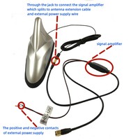Vente en gros d'antenne de télévision de voiture élégante en forme d'aileron de requin, ornement automobile, peinture TV numérique, antenne de requin brillante avec câble d'extension de 5m