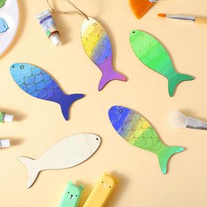 Décorations et artisanat en bois brut en forme de poisson à ajouter soi-même pour mariages, anniversaires et fêtes sur le thème des animaux marins - Product Image 3