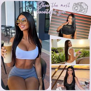 Perruque sans colle à porter immédiatement, cheveux humains lisses, 6x5 pré-coupés, perruques sans colle pré-épilées, perruques avec fermeture en dentelle HD pour femmes - Product Image 6