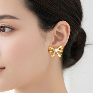 Howvci — boucles d'oreilles Huggie en forme de fleur, boucles d'oreilles hawaïennes simples en forme de goutte d'eau, avec perle en métal, Style de vacances, pour femmes - Product Image 5
