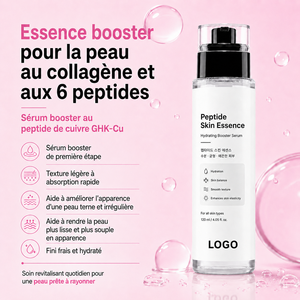 Formule booster à 6 peptides de haute qualité, hydratation rapide, amélioration de la texture rugueuse, uniformisation du teint, essence à l'acide hyaluronique GHK-Cu - Product Image 4